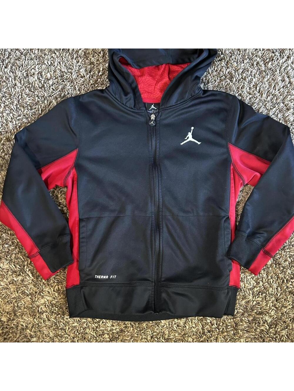 NIKE Jordan Training Red/Blk Full Zip Hoodie Jacket Large 12-13